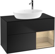 Тумба под раковину Villeroy & Boch Finion 100х50,1 см с подсветкой МДФ черный матовый лак/стекло черное матовое F902PCPD