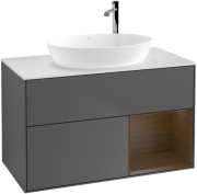 Тумба под раковину Villeroy & Boch Finion 100х50,1 см с подсветкой МДФ антрацит матовый лак/стекло белое матовое G901GNGK