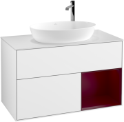 Тумба под раковину Villeroy & Boch Finion 100х50,1 см с подсветкой МДФ глянцевый белый лак/стекло белое матовое G901HBGF