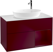 Тумба под раковину Villeroy & Boch Finion 100х50,1 см с подсветкой МДФ пион матовый лак/стекло белое матовое  G901HBHB