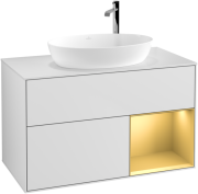 Тумба під раковину Villeroy & Boch Finion 100х50,1 см із підсвічуванням МДФ білий матовий лак/скло біле матове G901HFMT