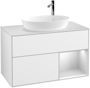 Тумба под раковину Villeroy & Boch Finion 100х50,1 см с подсветкой МДФ глянцевый белый лак/стекло белое матовое G901MTGF