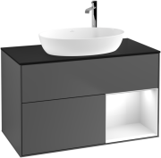 Тумба под раковину Villeroy & Boch Finion 100х50,1 см с подсветкой МДФ антрацит матовый лак/стекло черное матовое G902GFGK