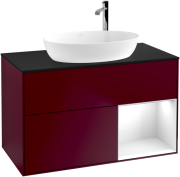 Тумба под раковину Villeroy & Boch Finion 100х50,1 см с подсветкой МДФ пион матовый лак/стекло черное матовое G902GFHB