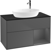 Тумба під раковину Villeroy & Boch Finion 100х50,1 см із підсвічуванням МДФ антрацит матовий лак/скло чорне матове G902GKGK