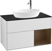 Тумба под раковину Villeroy & Boch Finion 100х50,1 см с подсветкой МДФ белый матовый лак/стекло черное матовое G902GNMT