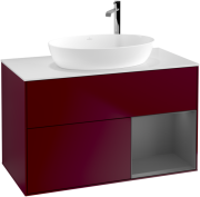 Тумба под раковину Villeroy & Boch Finion 100х50,1 см с подсветкой МДФ пион матовый лак/стекло белое матовое G901GKHB