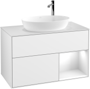 Тумба под раковину Villeroy & Boch Finion 100х50,1 см с подсветкой МДФ глянцевый белый лак/стекло белое матовое G901GFGF