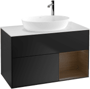 Тумба под раковину Villeroy & Boch Finion 100х50,1 см с подсветкой МДФ черный матовый лак/стекло белое матовое G901GNPD