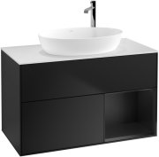 Тумба под раковину Villeroy & Boch Finion 100х50,1 см с подсветкой МДФ черный матовый лак/стекло белое матовое G901PDPD