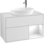Тумба под раковину Villeroy & Boch Finion 100х50,1 см с подсветкой МДФ белый матовый лак/стекло белое матовое G901GFMT