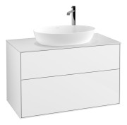 Тумба под раковину Villeroy & Boch Finion 100х50,1 см с подсветкой МДФ глянцевый белый лак/стекло белое матовое G88100GF