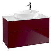 Тумба под раковину Villeroy & Boch Finion 100х50,1 см с подсветкой МДФ пион матовый лак/стекло белое матовое G88100HB