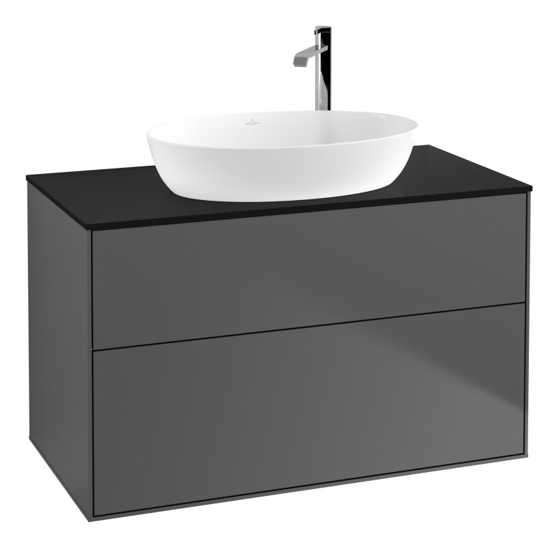 Тумба під раковину Villeroy & Boch Finion 100х50,1 см з підсвічуванням МДФ антрацит матовий лак/скло чорне матове G88200GK