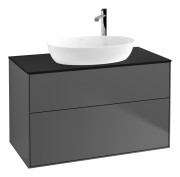 Тумба под раковину Villeroy & Boch Finion 100х50,1 см с подсветкой МДФ антрацит матовый лак/стекло черное матовое G88200GK