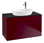 Тумба під раковину Villeroy & Boch Finion 100х50,1 см з підсвічуванням МДФ півонія матовий лак/скло чорне матове G88200HB