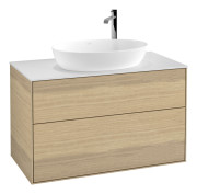 Тумба под раковину Villeroy & Boch Finion 100х50,1 см МДФ шпон дуба/стекло белое матовое F88100PC