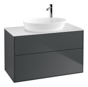 Тумба под раковину Villeroy & Boch Finion 100х50,1 см с подсветкой МДФ темно-синий матовый лак/стекло белое матовое G88100HG