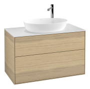 Тумба под раковину Villeroy & Boch Finion 100х50,1 см с подсветкой МДФ шпон дуба/стекло белое матовое G88100PC