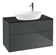 Тумба під раковину Villeroy & Boch Finion 100х50,1 см із підсвічуванням МДФ темно-синій матовий лак/скло чорне матове G88200HG