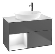 Тумба под раковину Villeroy & Boch Finion 100х50,1 см с подсветкой МДФ антрацит матовый лак/стекло белое матовое F891GFGK