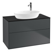 Тумба под раковину Villeroy & Boch Finion 100х50,1 см МДФ темно-синий матовый лак/стекло черное матовое F88200HG