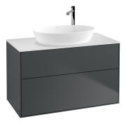 Тумба під раковину Villeroy & Boch Finion 100х50,1 см МДФ темно-синій матовий лак/скло біле матове F88100HG
