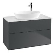 Тумба під раковину Villeroy & Boch Finion 100х50,1 см МДФ темно-синій матовий лак/скло біле матове F88100HG