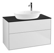 Тумба під раковину Villeroy & Boch Finion 100х50,1 см із підсвічуванням МДФ білий матовий лак/скло чорне матове G88200MT