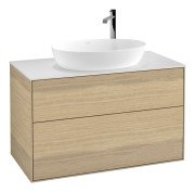 Тумба под раковину Villeroy & Boch Finion 100х50,1 см МДФ шпон дуба/стекло белое матовое F88100PC