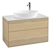 Тумба под раковину Villeroy & Boch Finion 100х50,1 см с подсветкой МДФ шпон дуба/стекло белое матовое G88100PC