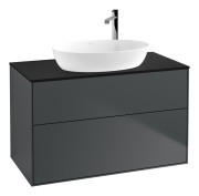 Тумба под раковину Villeroy & Boch Finion 100х50,1 см с подсветкой МДФ темно-синий матовый лак/стекло черное матовое G88200HG