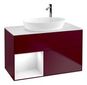 Тумба под раковину Villeroy & Boch Finion 100х50,1 см с подсветкой МДФ пион матовый лак/стекло белое матовое F891GFHB