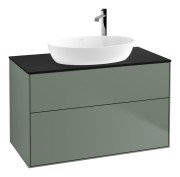 Тумба під раковину Villeroy & Boch Finion 100х50,1 см МДФ оливковий матовий лак/скло чорне матове F88200GM