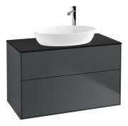 Тумба под раковину Villeroy & Boch Finion 100х50,1 см МДФ темно-синий матовый лак/стекло черное матовое F88200HG