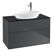 Тумба під раковину Villeroy & Boch Finion 100х50,1 см МДФ темно-синій матовий лак/скло чорне матове F88200HG