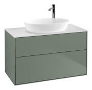 Тумба під раковину Villeroy & Boch Finion 100х50,1 см МДФ оливковий матовий лак/скло біле матове F88100GM