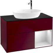 Тумба под раковину Villeroy & Boch Finion 100х50,1 см с подсветкой МДФ пион матовый лак/стекло черное матовое G902MTHB