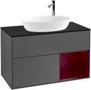 Тумба под раковину Villeroy & Boch Finion 100х50,1 см с подсветкой МДФ антрацит матовый лак/стекло черное матовое G902HBGK