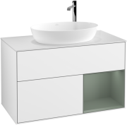 Тумба под раковину Villeroy & Boch Finion 100х50,1 см с подсветкой МДФ глянцевый белый лак/стекло белое матовое G901GMGF