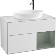 Тумба під раковину Villeroy & Boch Finion 100х50,1 см із підсвічуванням МДФ білий матовий лак/скло біле матове G901GMMT