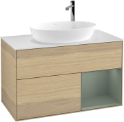 Тумба под раковину Villeroy & Boch Finion 100х50,1 см с подсветкой МДФ шпон дуба/стекло белое матовое G901GMPC