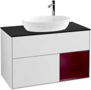 Тумба под раковину Villeroy & Boch Finion 100х50,1 см с подсветкой МДФ белый матовый лак/стекло черное матовое G902HBMT