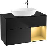 Тумба під раковину Villeroy & Boch Finion 100х50,1 см із підсвічуванням МДФ чорний матовий лак/скло чорне матове G902HFPD