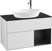Тумба під раковину Villeroy & Boch Finion 100х50,1 см із підсвічуванням МДФ білий матовий лак/скло чорне матове G902PDMT