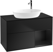 Тумба под раковину Villeroy & Boch Finion 100х50,1 см с подсветкой МДФ черный матовый лак/стекло черное матовое G902PDPD