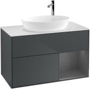 Тумба під раковину Villeroy & Boch Finion 100х50,1 см із підсвічуванням МДФ темно-синій матовий лак/скло біле матове G901GKHG