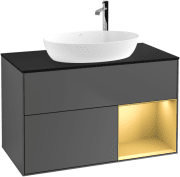 Тумба під раковину Villeroy & Boch Finion 100х50,1 см із підсвічуванням МДФ антрацит матовий лак/скло чорне матове G902HFGK