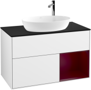 Тумба під раковину Villeroy & Boch Finion 100х50,1 см з підсвічуванням МДФ білий глянцевий лак/скло чорне матове G902HBGF