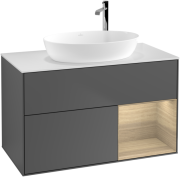 Тумба под раковину Villeroy & Boch Finion 100х50,1 см с подсветкой МДФ антрацит матовый лак/стекло белое матовое G901PCGK